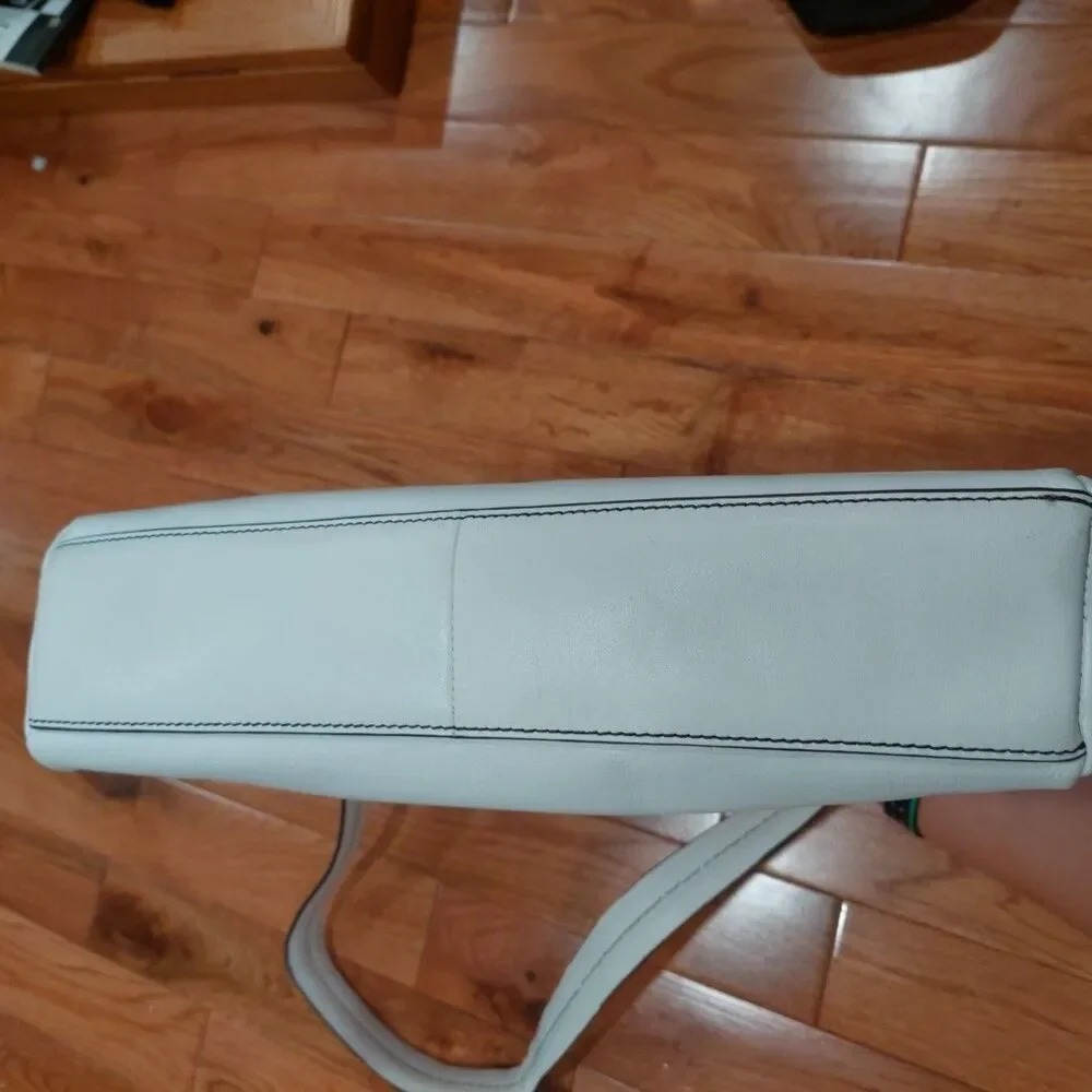 Vtg Etienne Aigner White Leather Shoulder Bag Silver Tone Hardware